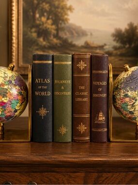 Gatco Solid Brass Globe Bookends World Map Made in Korea Desk Decor